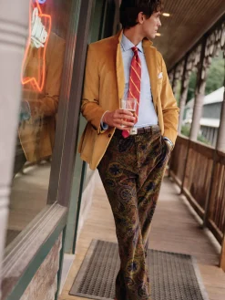 J.McLaughlin Oxford Pants in Paisley Red/Green/Yellow Clearance