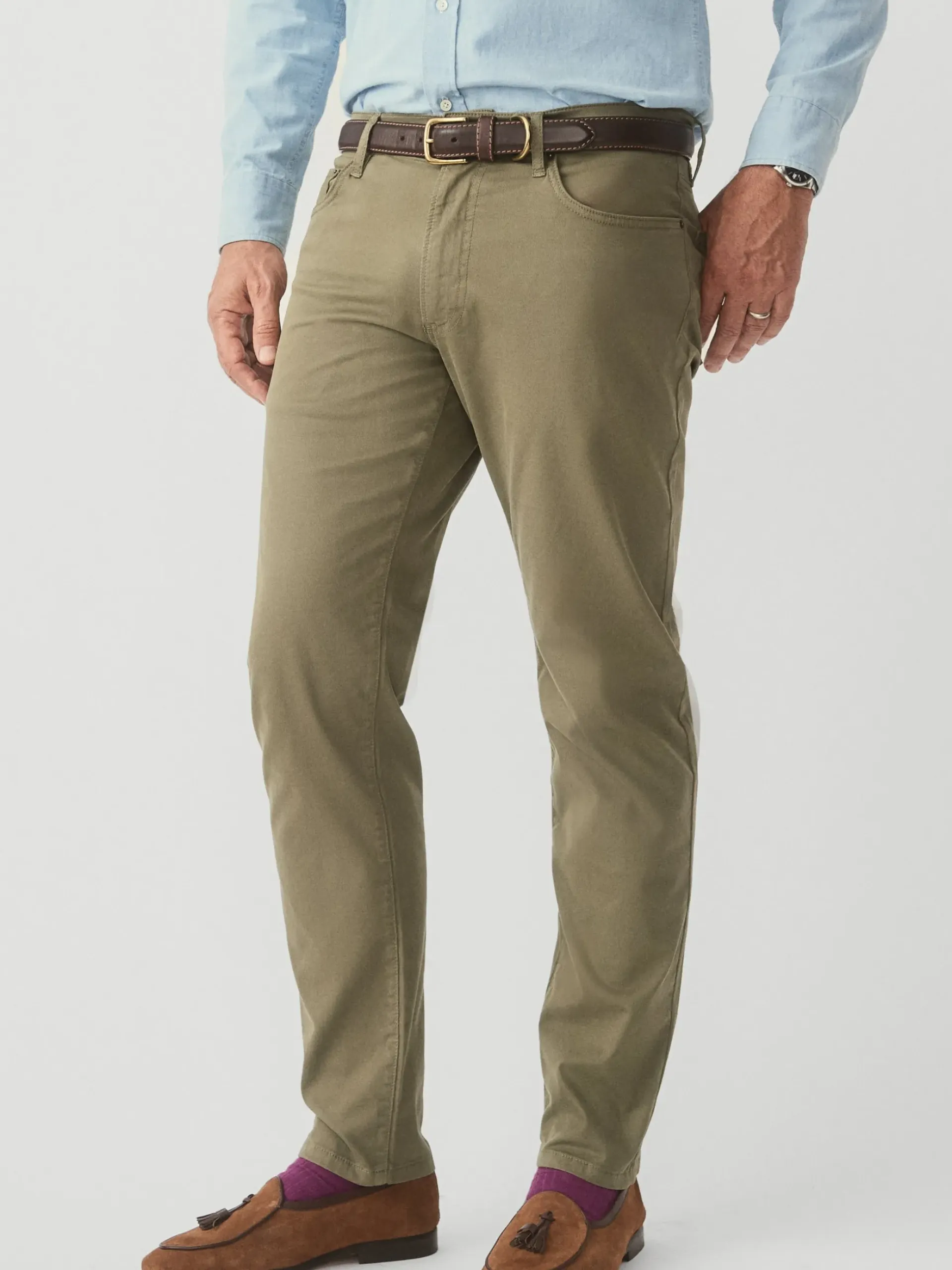 J.McLaughlin Parker 5-Pocket Straight Pants Olive Discount