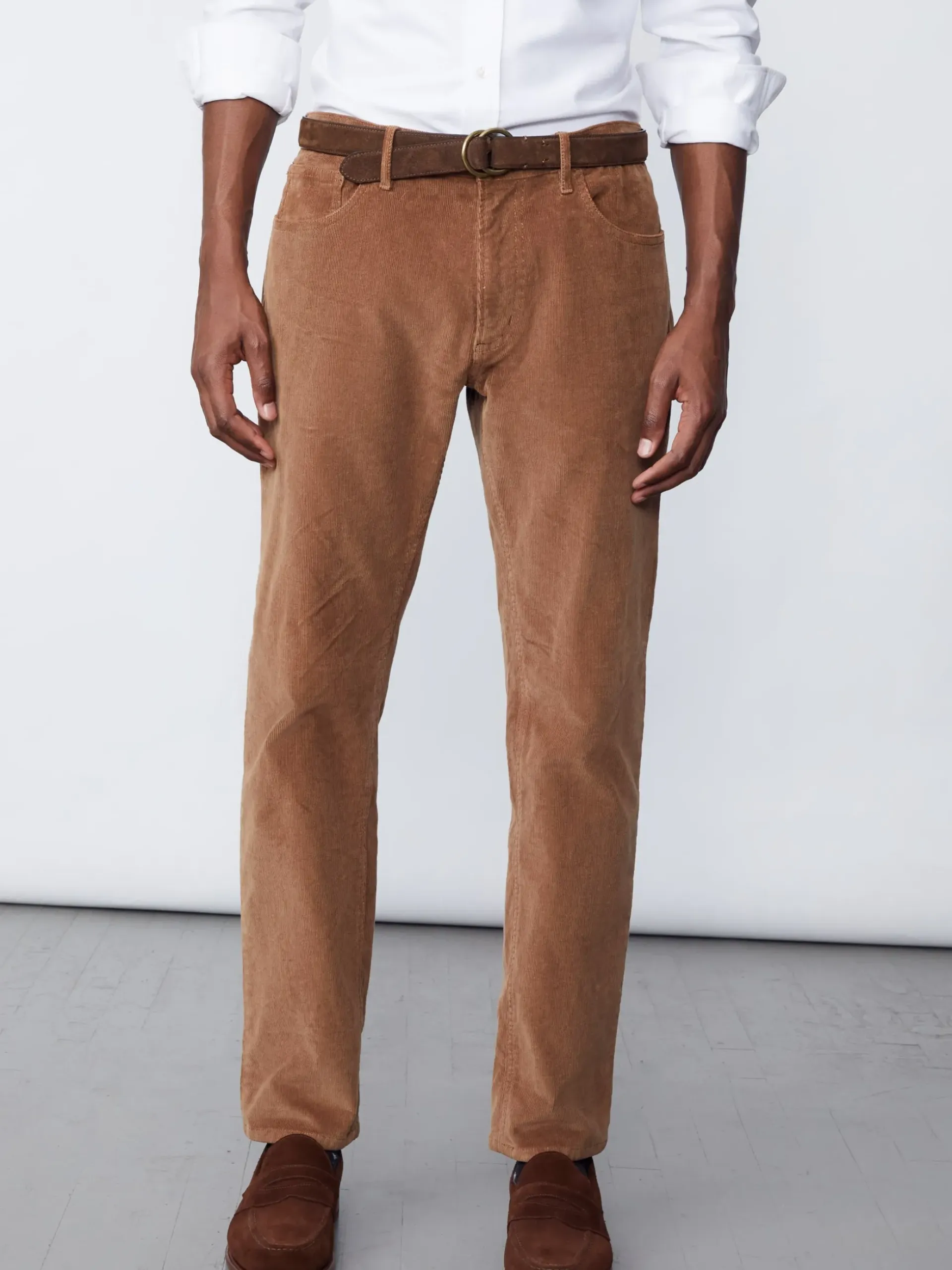 J.McLaughlin Parker 5-Pocket Straight Pants in Italian Stretch Cord Acorn Hot