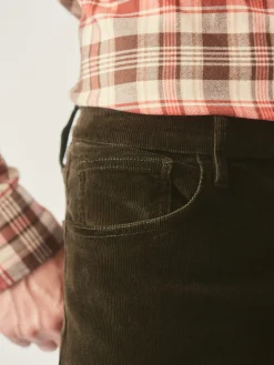 J.McLaughlin Parker 5-Pocket Straight Pants in Italian Stretch Cord Moss Fashion