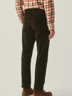 J.McLaughlin Parker 5-Pocket Straight Pants in Italian Stretch Cord Moss Fashion