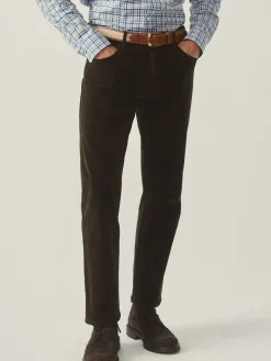 J.McLaughlin Parker 5-Pocket Straight Pants in Italian Stretch Cord Brown Best