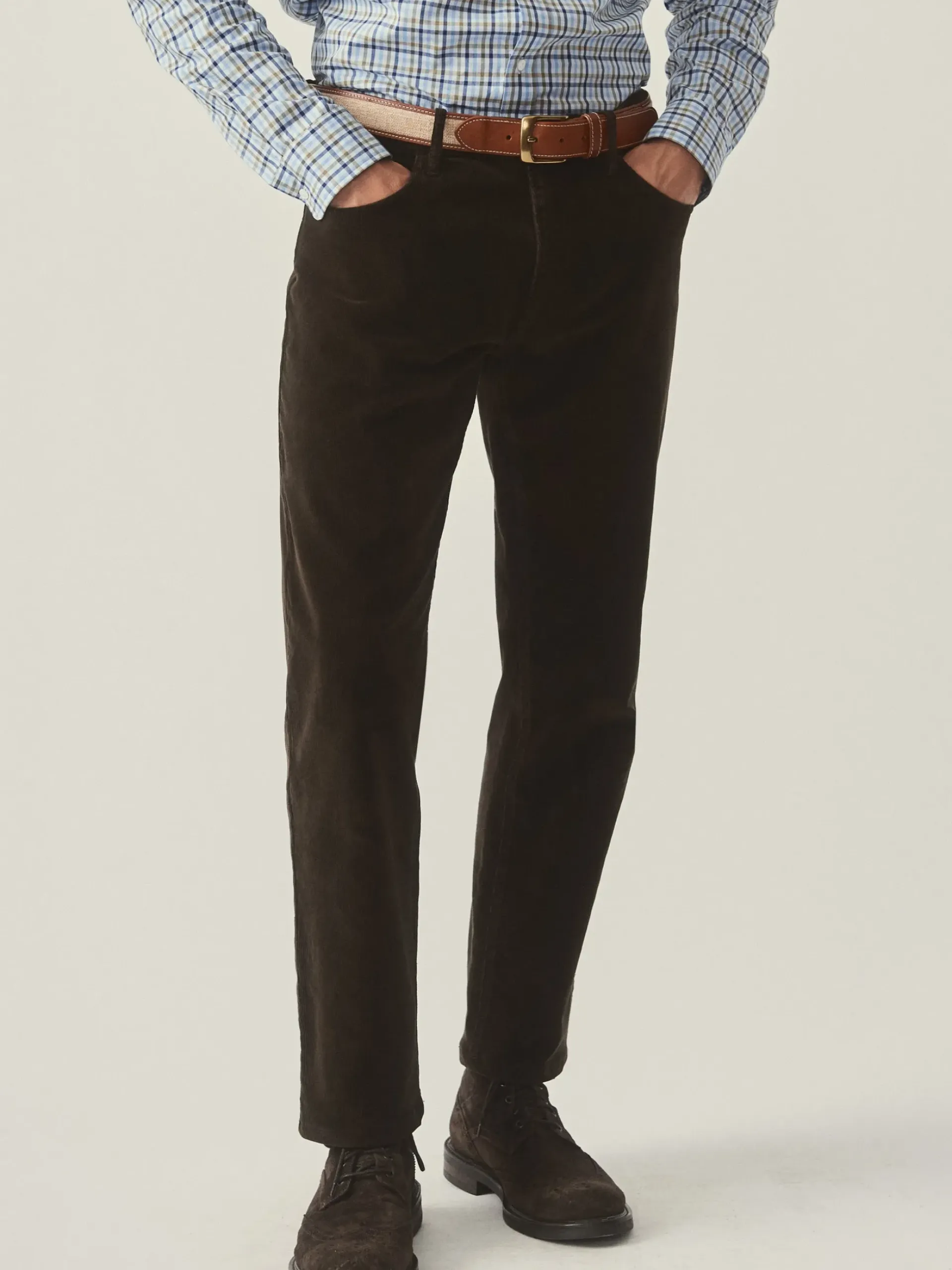 J.McLaughlin Parker 5-Pocket Straight Pants in Italian Stretch Cord Brown Best