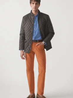 J.McLaughlin Parker 5-Pocket Straight Pants in Italian Stretch Cord Rust New