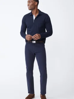 J.McLaughlin Parker 5-Pocket Straight Pants in Stretch Cotton Sateen Navy Best