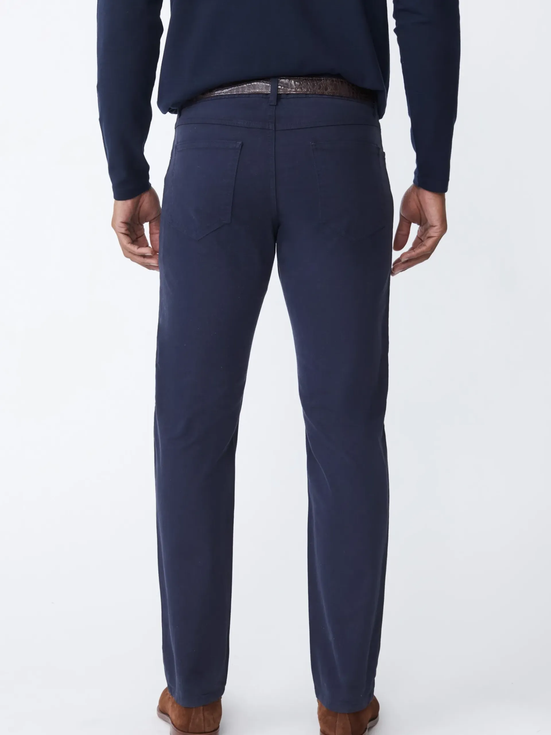 J.McLaughlin Parker 5-Pocket Straight Pants in Stretch Cotton Sateen Navy Best