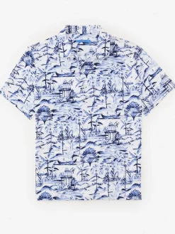 J.McLaughlin Peak Performance Polo in Micro Seaforth OffWhite/Navy Sale