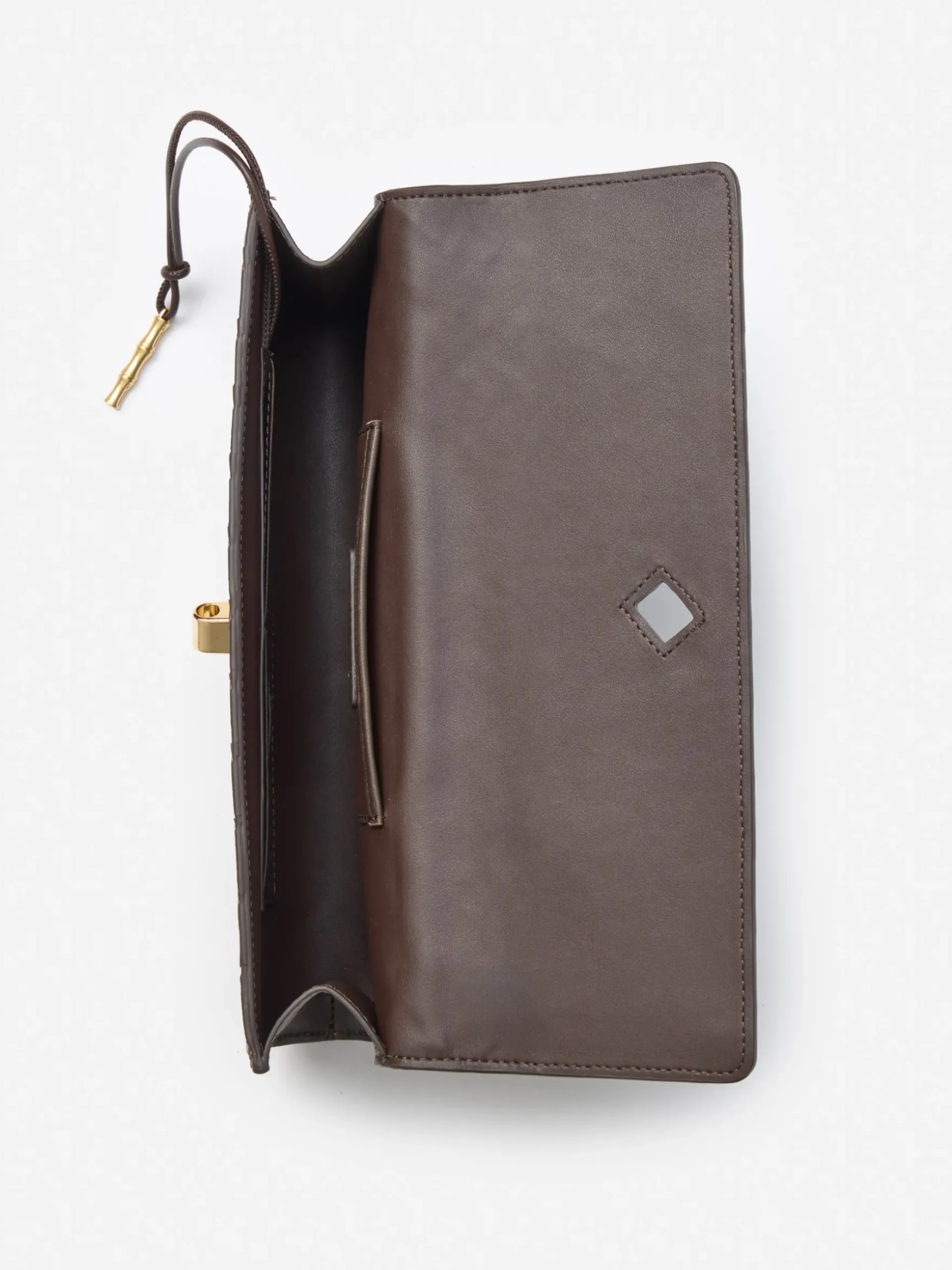 J.McLaughlin Pernille Woven Leather Clutch DarkBrown Sale