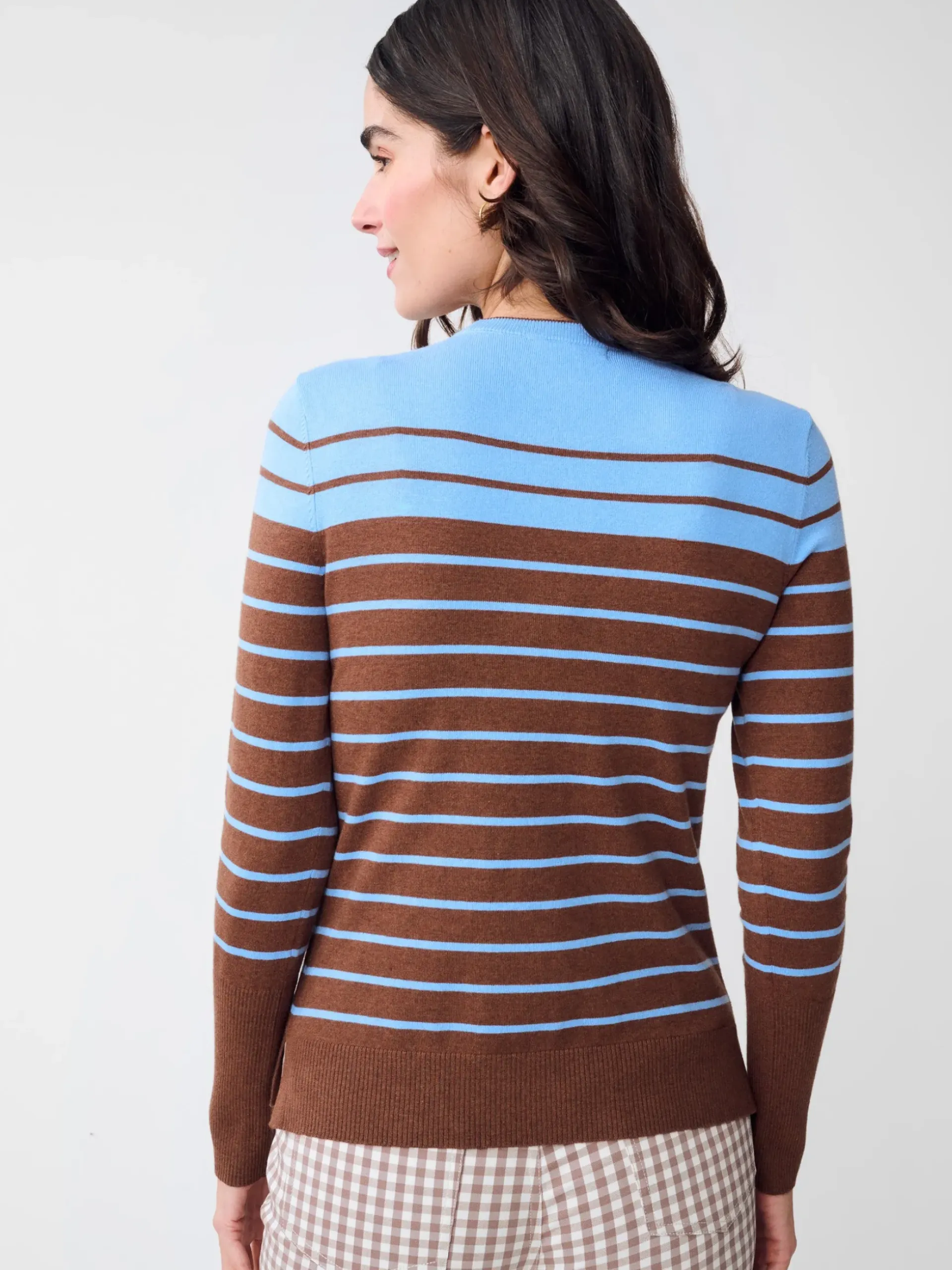 J.McLaughlin Poet Sweater in Stripe Blue/Brown Clearance