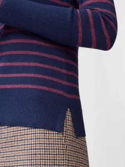 J.McLaughlin Poet Sweater in Stripe Navy/Merlot Best
