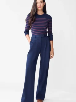 J.McLaughlin Poet Sweater in Stripe Navy/Merlot Best