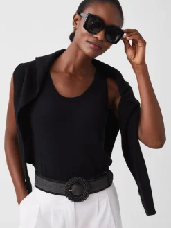 J.McLaughlin Popie Grasscloth Belt Black New