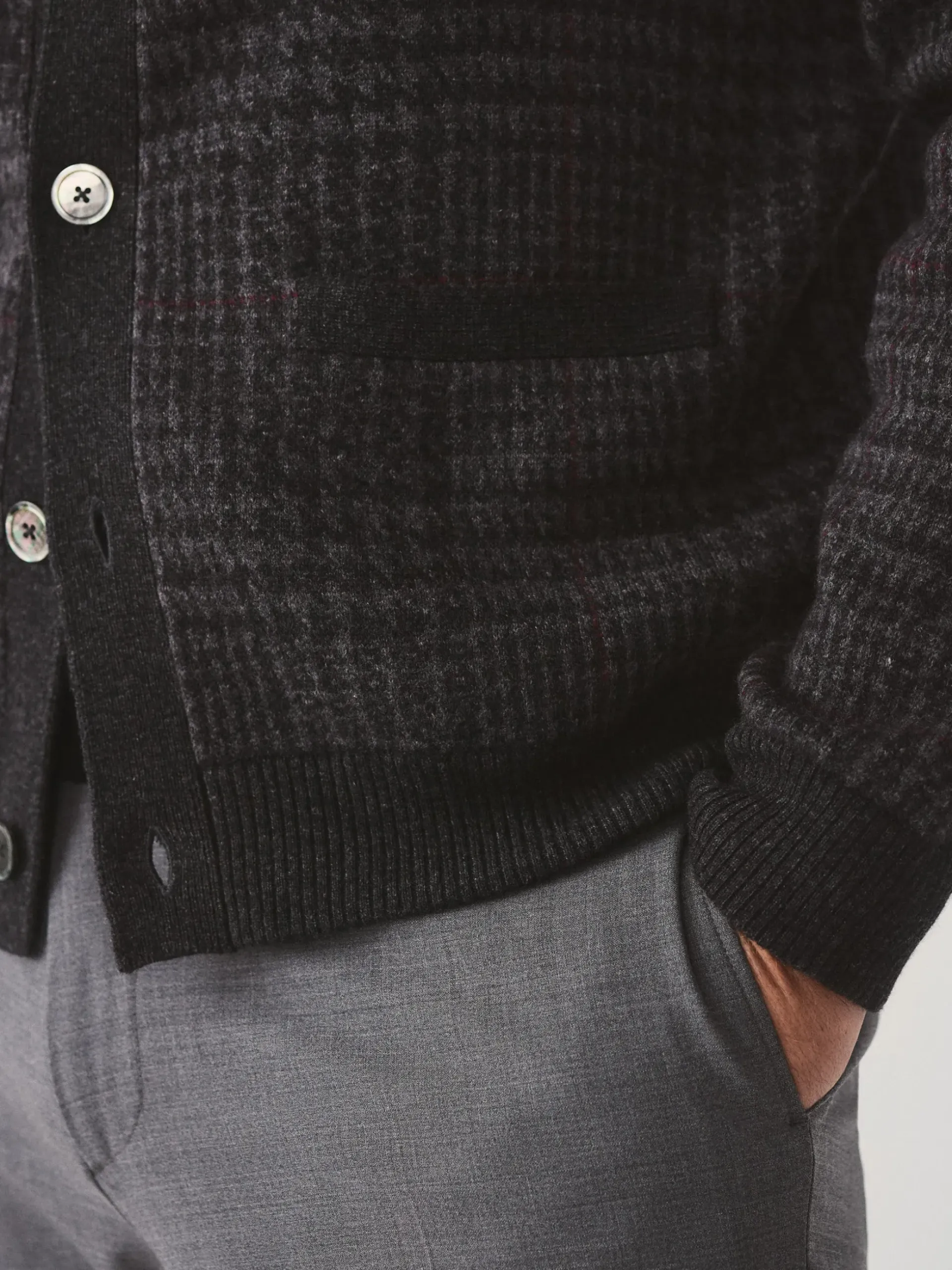 J.McLaughlin Prince of Wales Cardigan in Plaid Charcoal Online