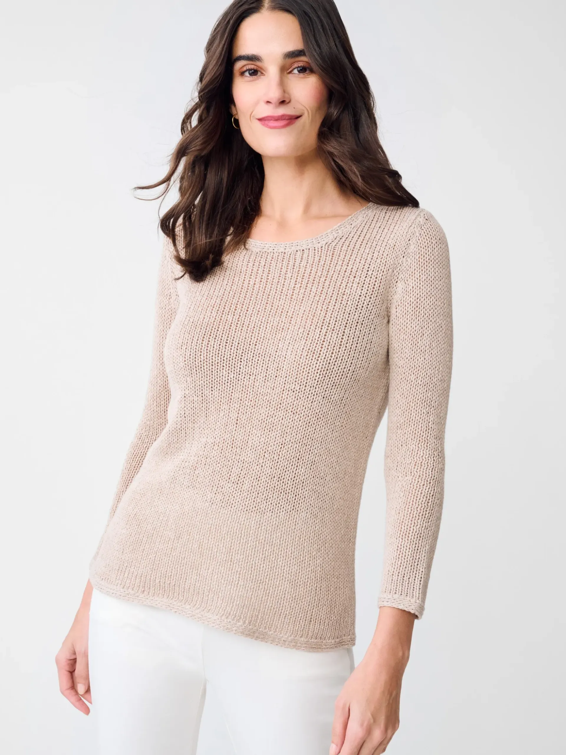 J.McLaughlin Raelyn Linen Blend Sweater HeatherSand Hot