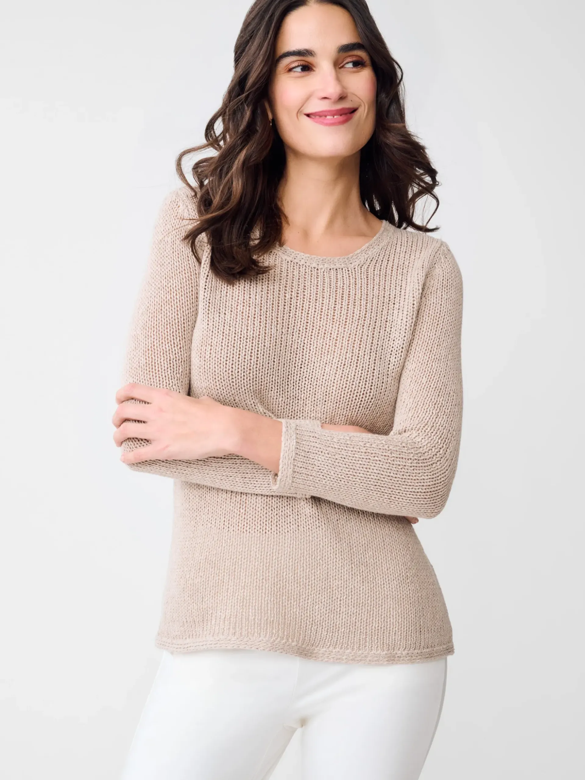 J.McLaughlin Raelyn Linen Blend Sweater HeatherSand Hot