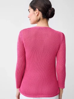 J.McLaughlin Raelyn Linen Blend Sweater HotPink Clearance