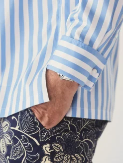 J.McLaughlin Rivera Classic Fit Shirt in Broad Stripe Blue/White Online