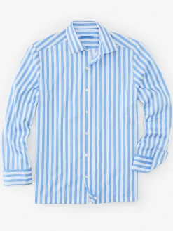 J.McLaughlin Rivera Classic Fit Shirt in Broad Stripe Blue/White Online