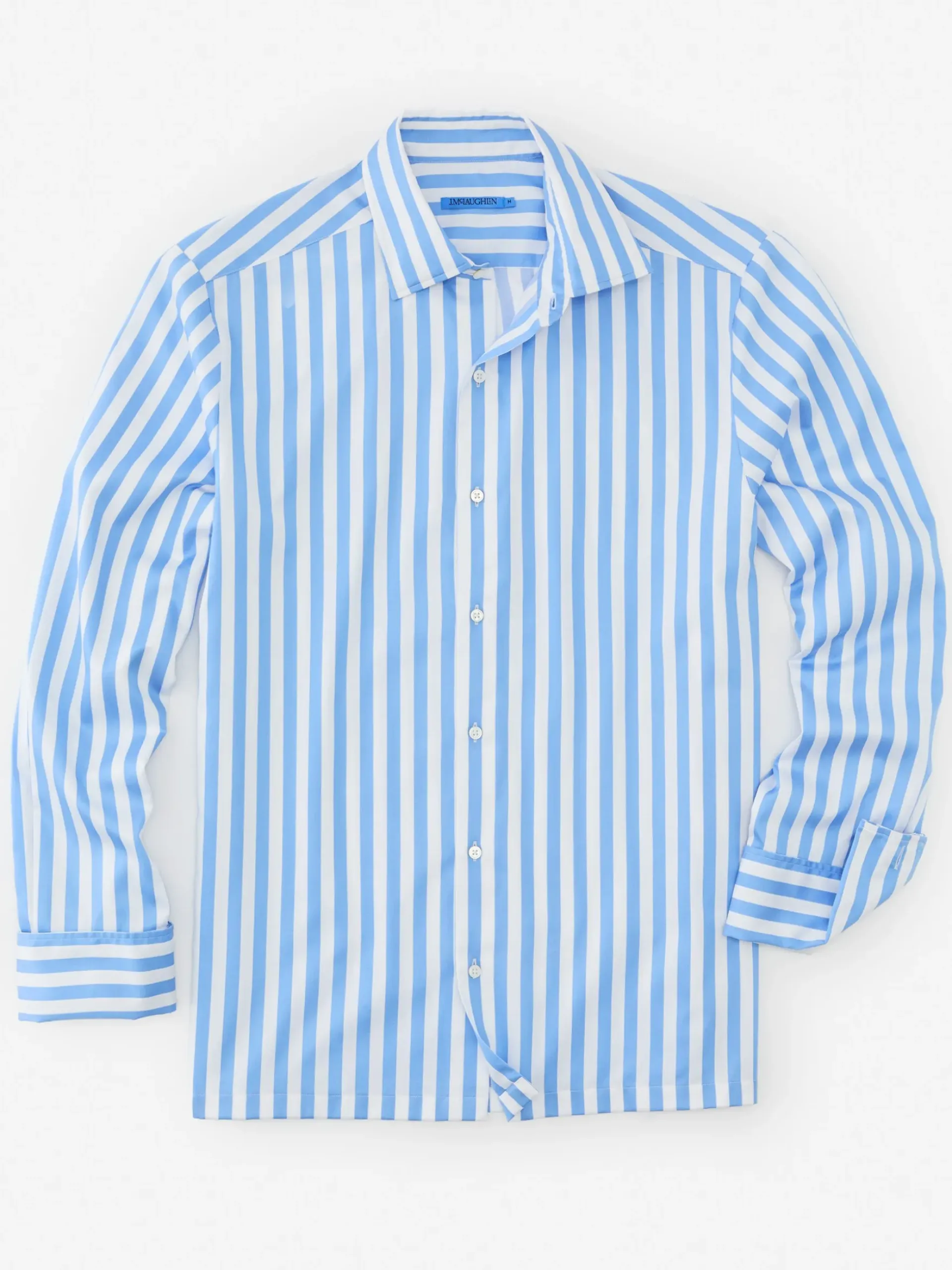 J.McLaughlin Rivera Classic Fit Shirt in Broad Stripe Blue/White Online