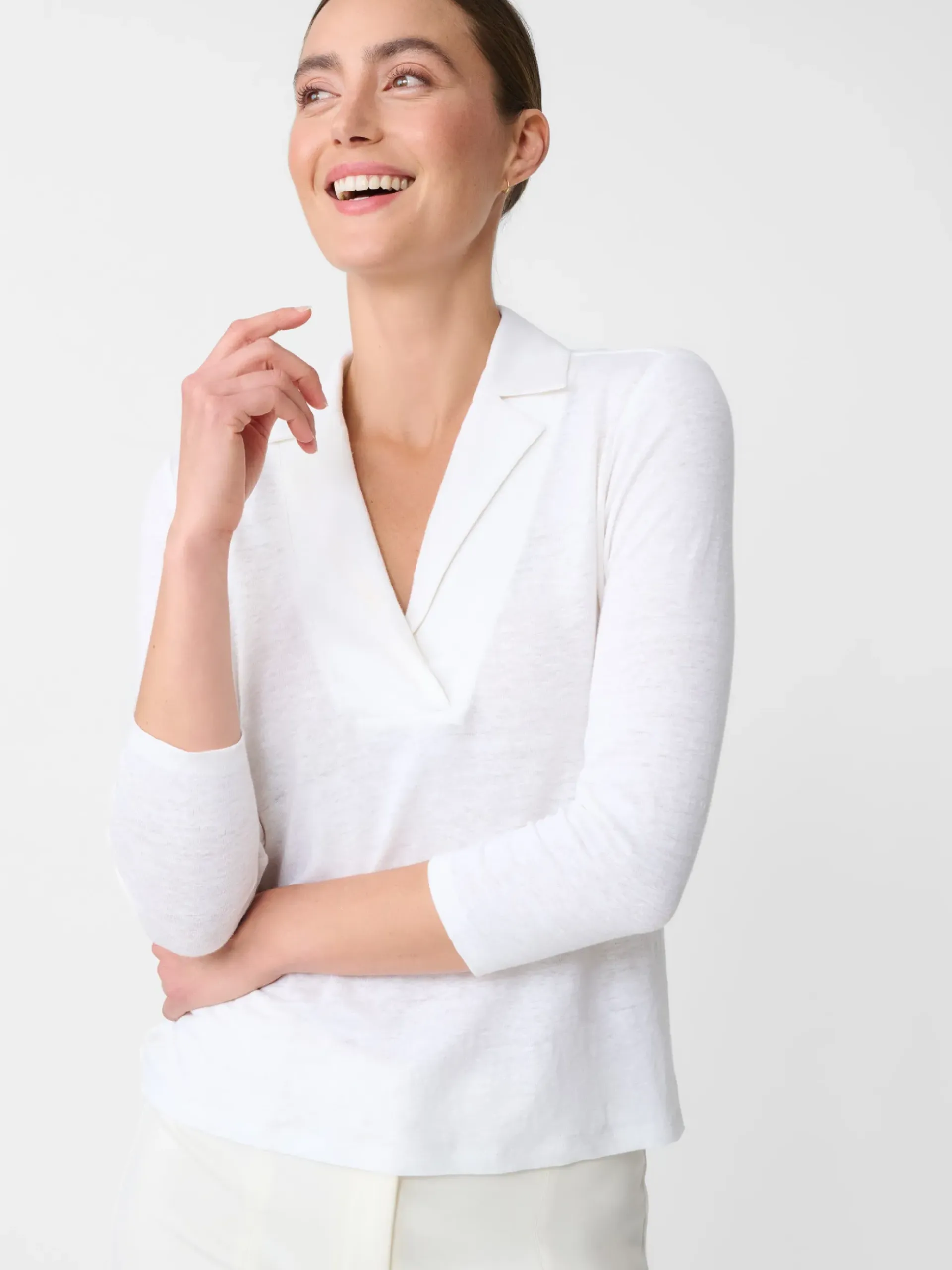J.McLaughlin Romeo Linen Shirt White Online