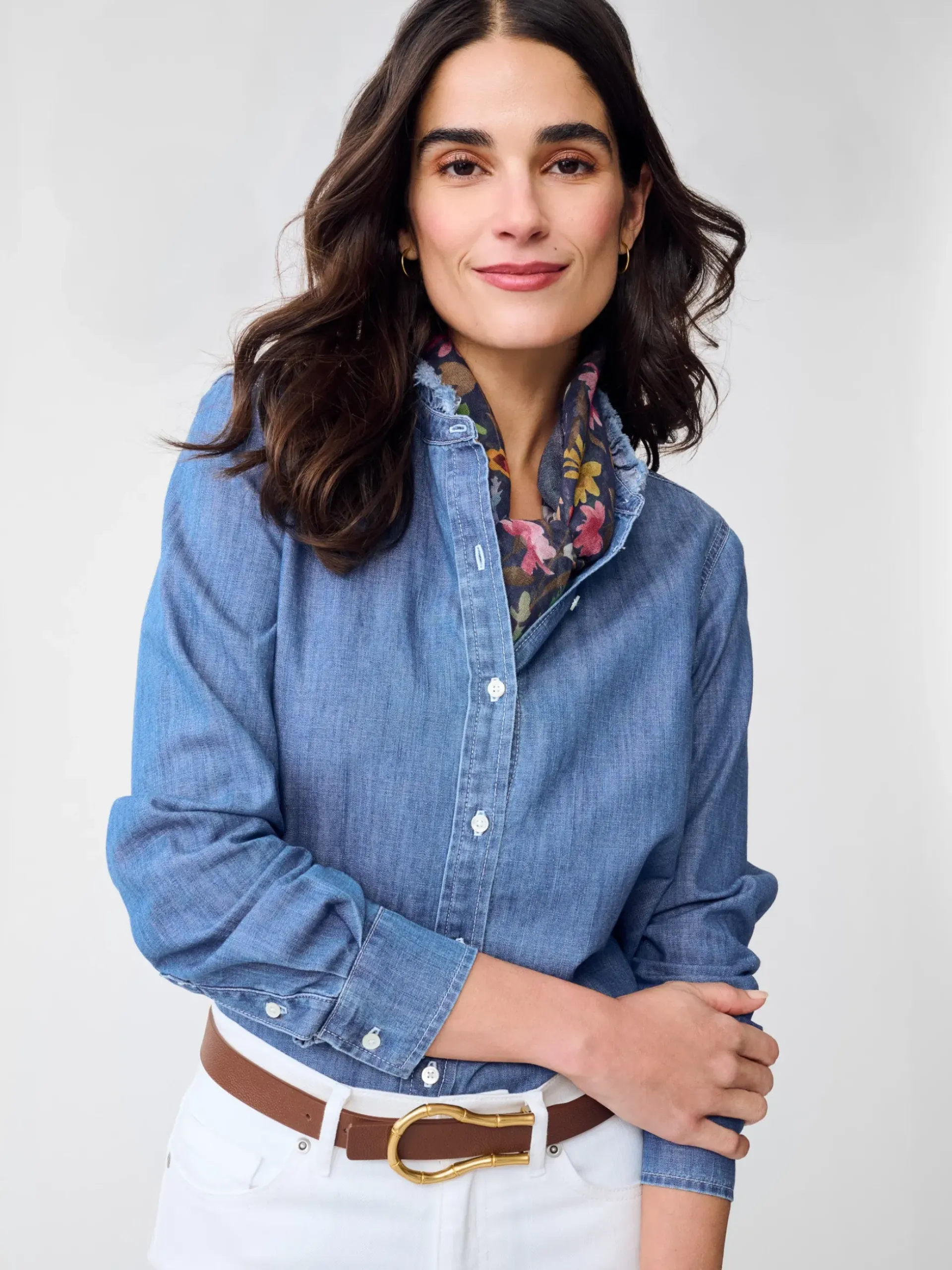 J.McLaughlin Rutherford Denim Blouse MediumDenim Sale