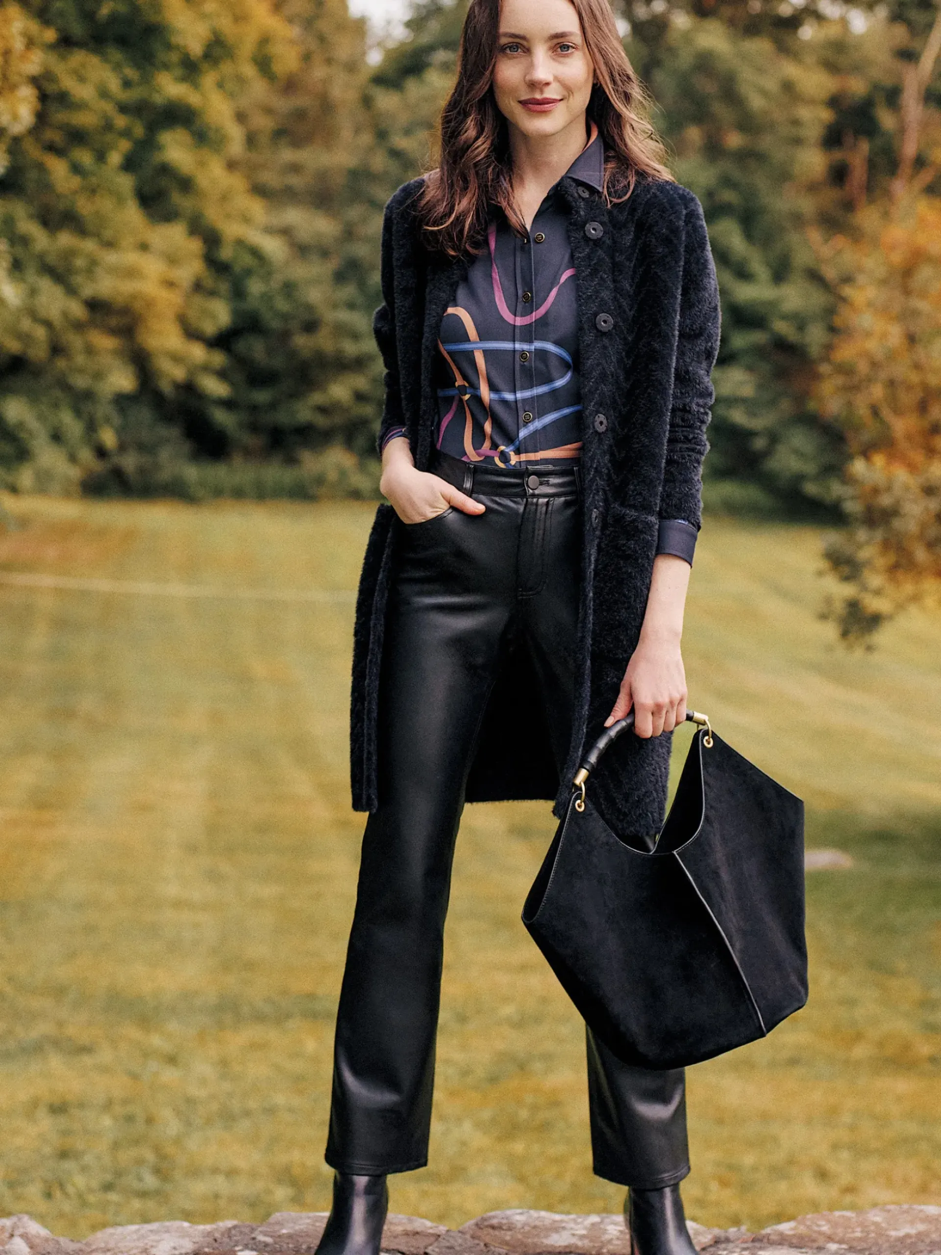 J.McLaughlin Sanne Suede Top Handle Black New