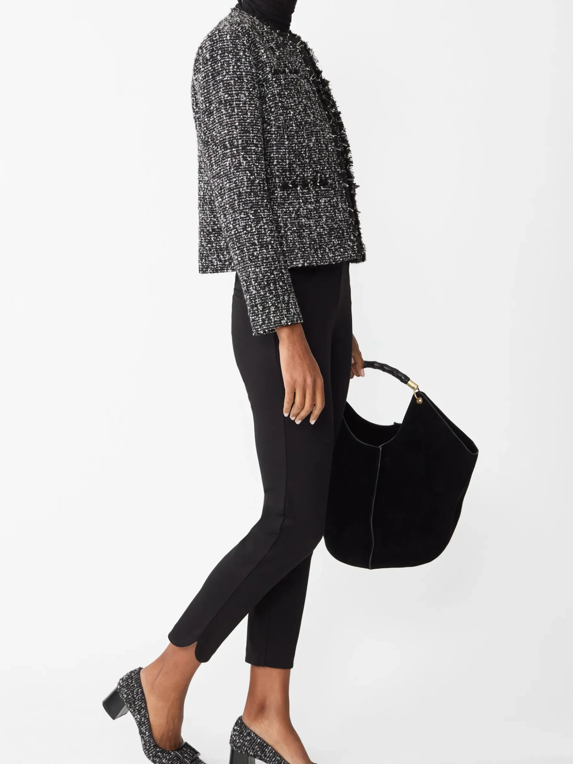 J.McLaughlin Sanne Suede Top Handle Black New