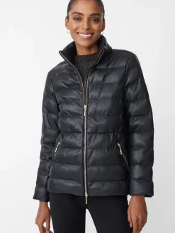 J.McLaughlin Sariah Vegan Leather Puffer Jacket Black Best