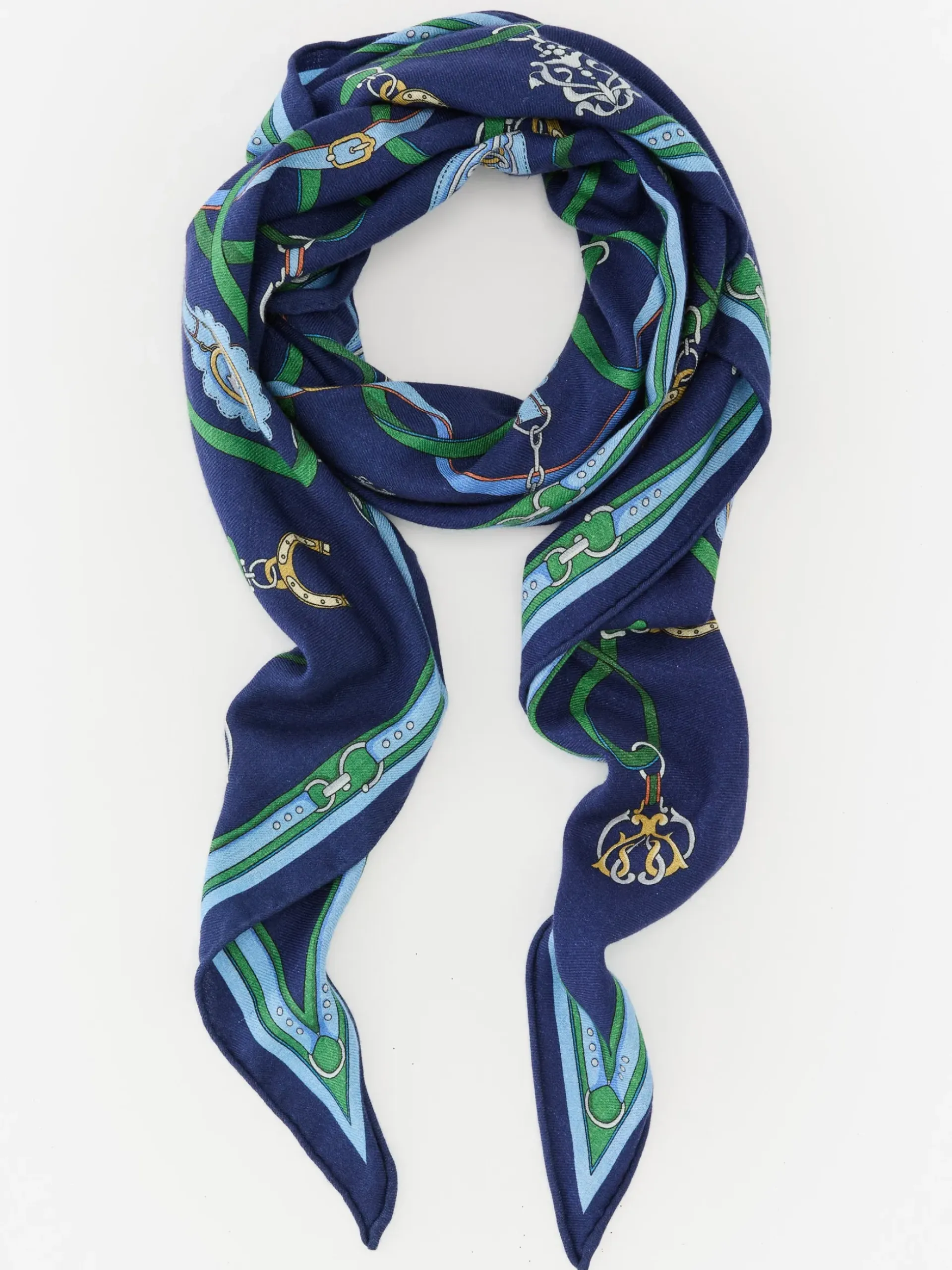 J.McLaughlin Sarita Scarf in Fairfax Crest Corner Navy/Green/Blue Online