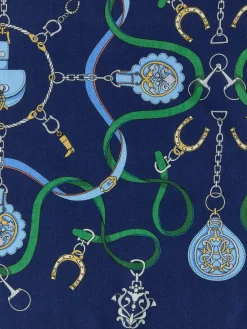 J.McLaughlin Sarita Scarf in Fairfax Crest Corner Navy/Green/Blue Online