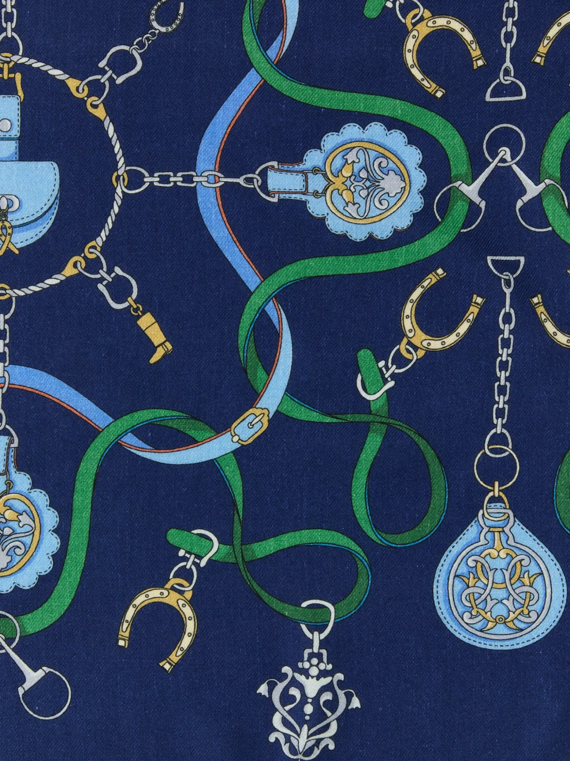 J.McLaughlin Sarita Scarf in Fairfax Crest Corner Navy/Green/Blue Online