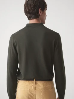 J.McLaughlin Savona Merino Wool u0026 Silk Polo Sweater Olive Hot