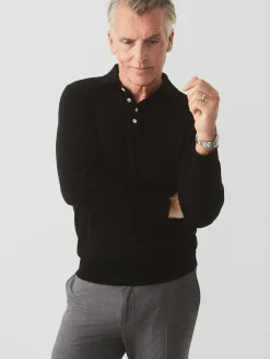 J.McLaughlin Savona Merino Wool u0026 Silk Polo Sweater Black Outlet