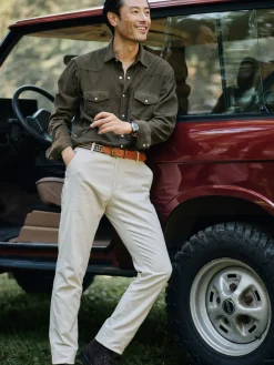 J.McLaughlin Scotto Cord Shirt Olive Outlet