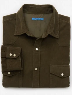 J.McLaughlin Scotto Cord Shirt Olive Outlet