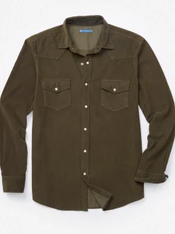 J.McLaughlin Scotto Cord Shirt Olive Outlet