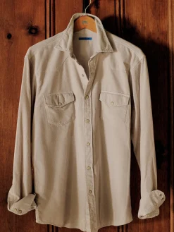 J.McLaughlin Scotto Cord Shirt Pumice Sale