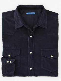 J.McLaughlin Scotto Cord Shirt Navy Discount
