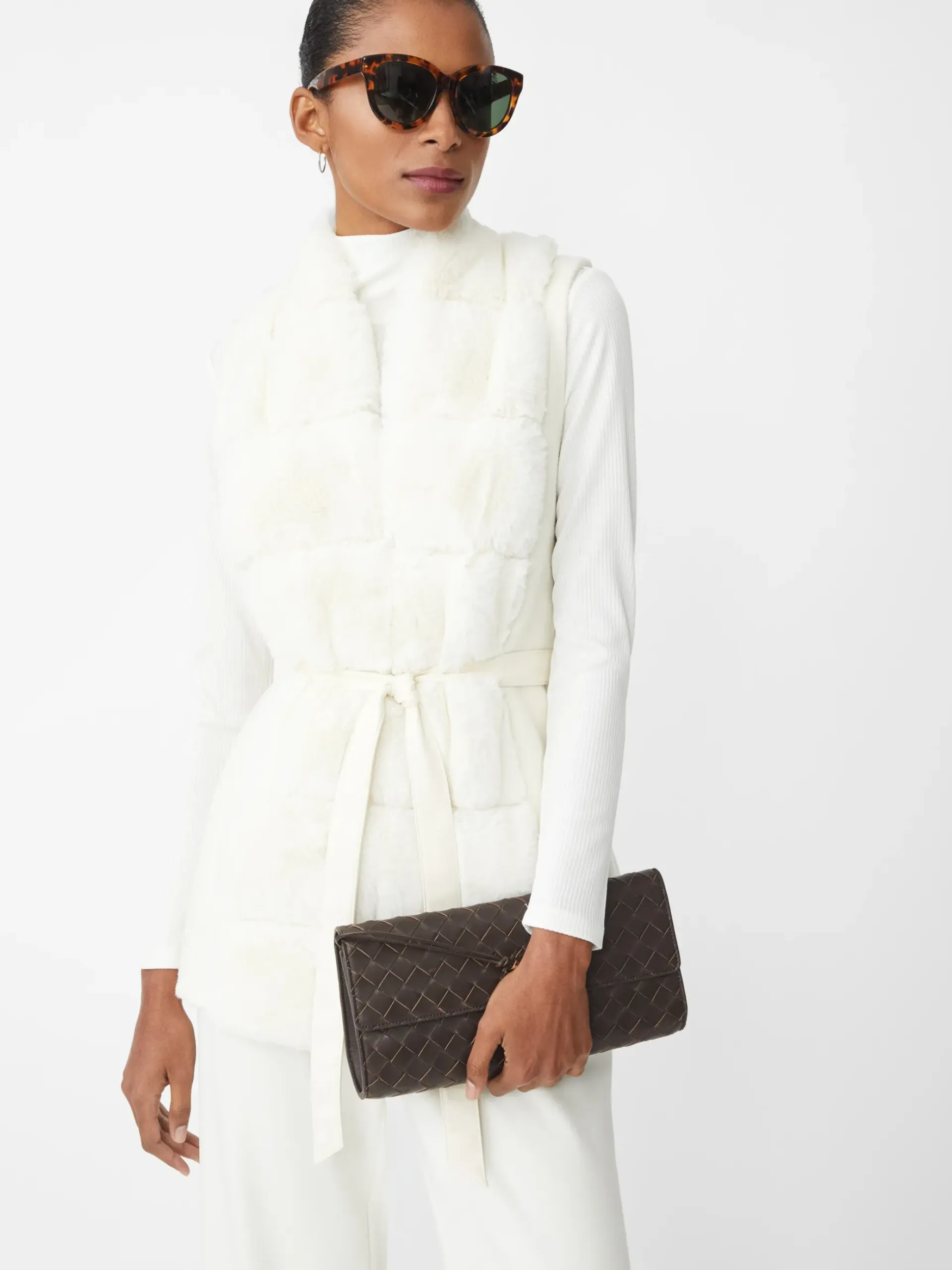 J.McLaughlin Sersha Faux Fur Vest OffWhite New