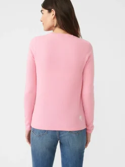 J.McLaughlin Shield Cashmere Sweater in Ocean Reef Pink/White Fashion