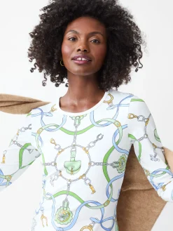 J.McLaughlin Signature Tee in Fairfax Crest White/Blue/Green Outlet