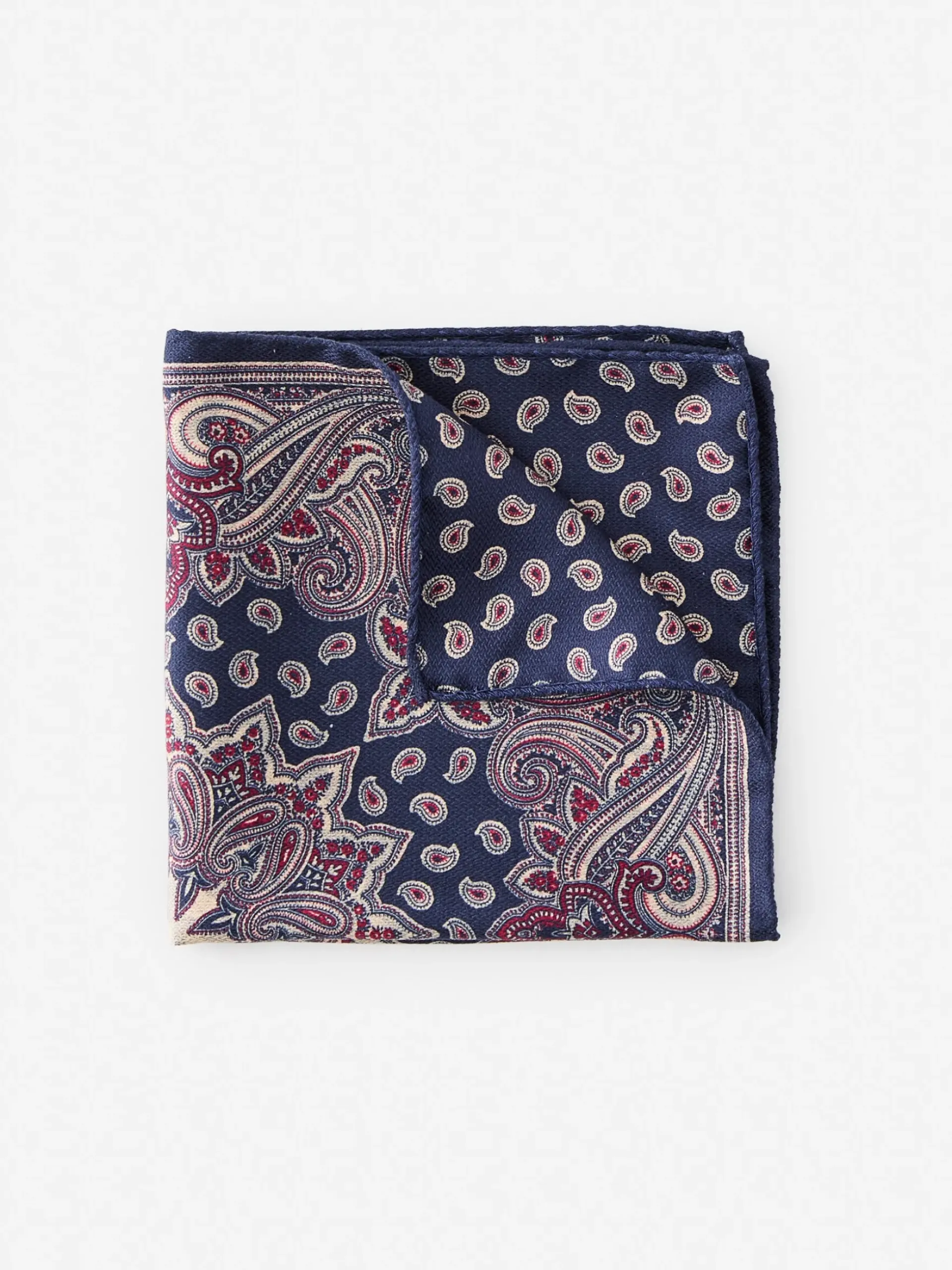 J.McLaughlin Silk Pocket Square in Foulard Navy/Multi New