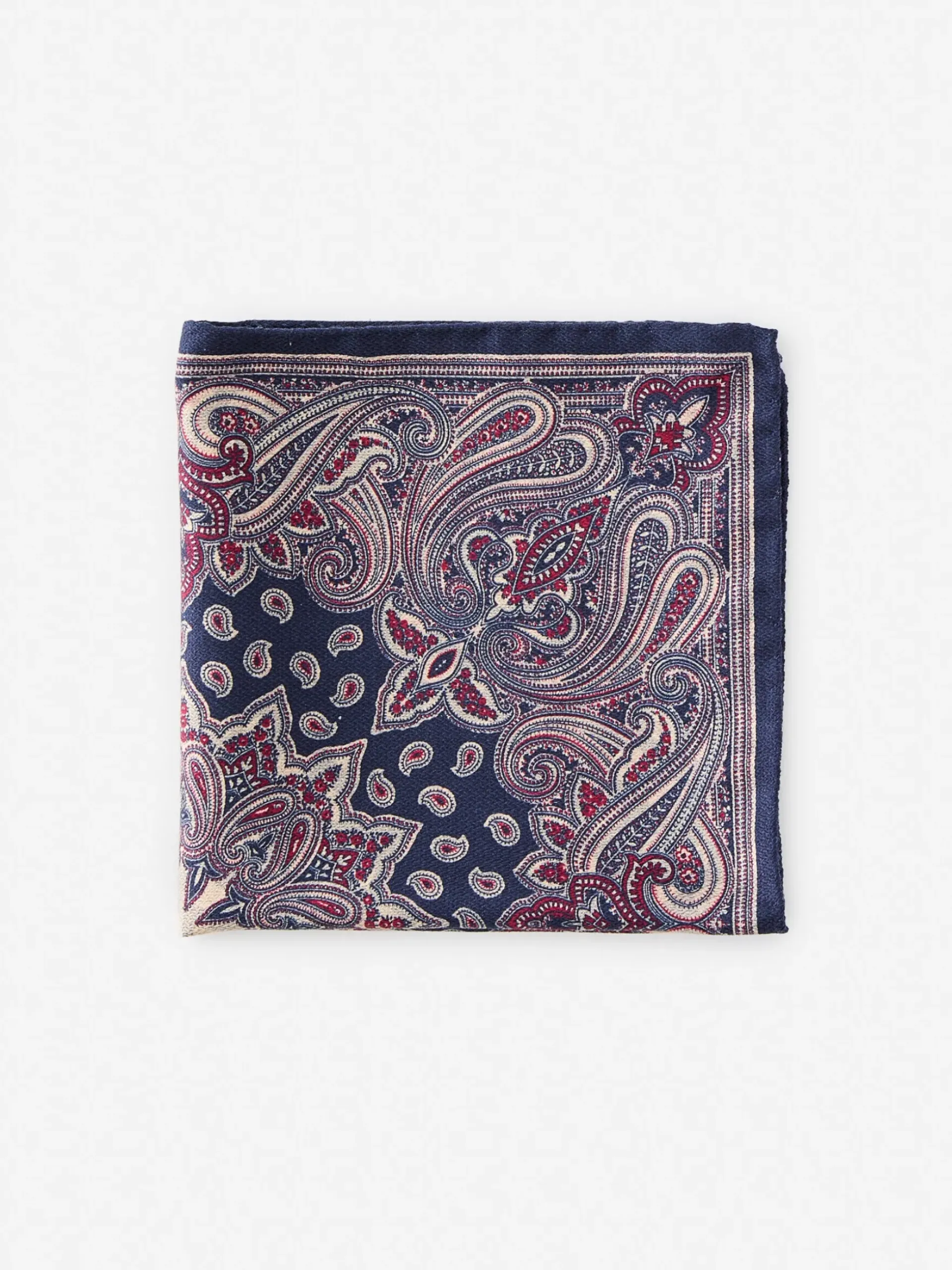 J.McLaughlin Silk Pocket Square in Foulard Navy/Multi New