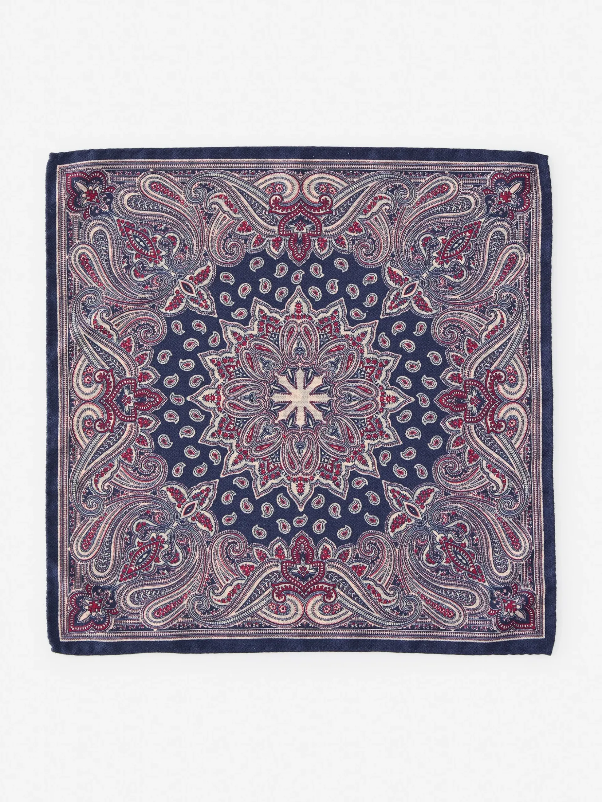 J.McLaughlin Silk Pocket Square in Foulard Navy/Multi New