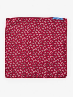 J.McLaughlin Silk Pocket Square in Foulard Red Discount