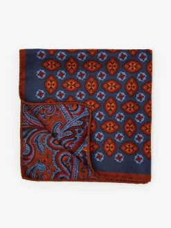 J.McLaughlin Silk Pocket Square in Foulard Navy Best