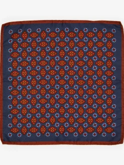 J.McLaughlin Silk Pocket Square in Foulard Navy Best