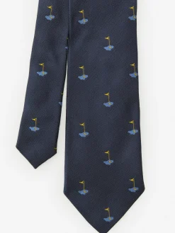 J.McLaughlin Silk Tie in Golf Navy Hot