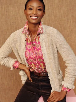 J.McLaughlin Simone Cardigan Tan/OffWhite Fashion