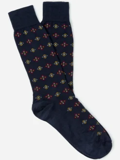 J.McLaughlin Socks in Diamond Foulard Navy/DarkWine Best